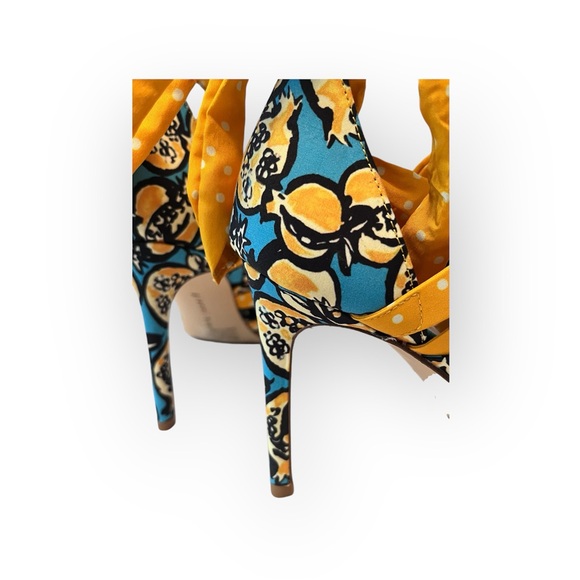 Gianni Bini Abrianna Women's 9M Preppy Polka Dot Ankle Wrap Heels Teal/Gold - Picture 7 of 7